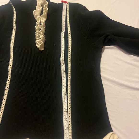 CAbi Black Cardigan with Cream Ruffle Detail - Picture 6 of 6